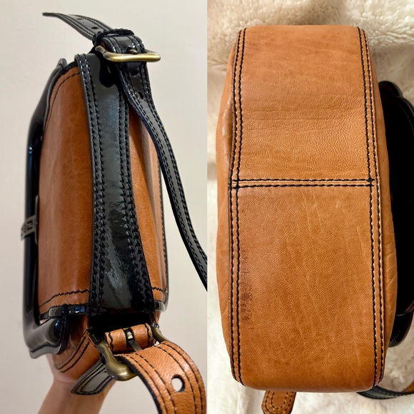 Auth🌷Fendi🌷 Zucca Shoulder Bag Nappa B Bis Patent Trim Pochette/Flap Bag⚡️ - Picture 8 of 16